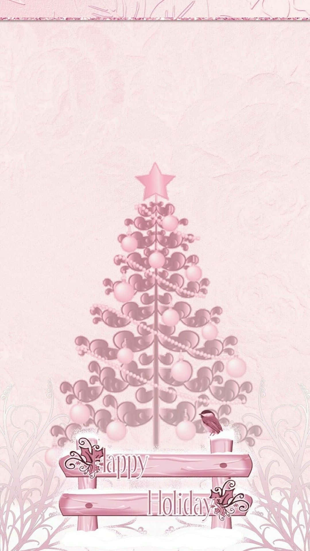pink Christmas tree, ornaments, star, Full HD Phone Wallpaper
