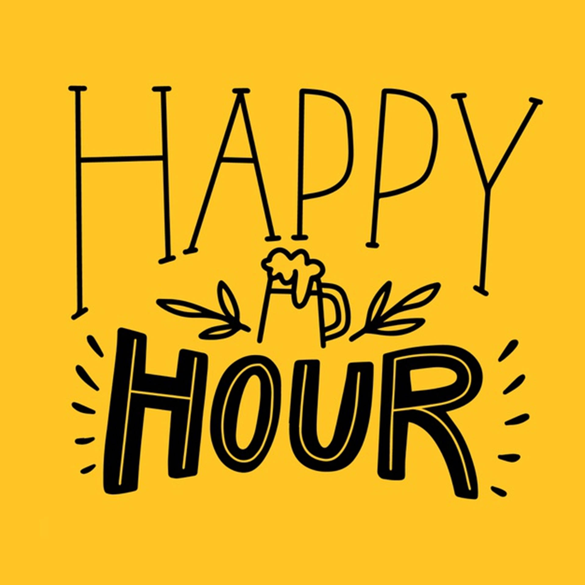 Happy Hour, yellow, black, Full HD Desktop Wallpaper