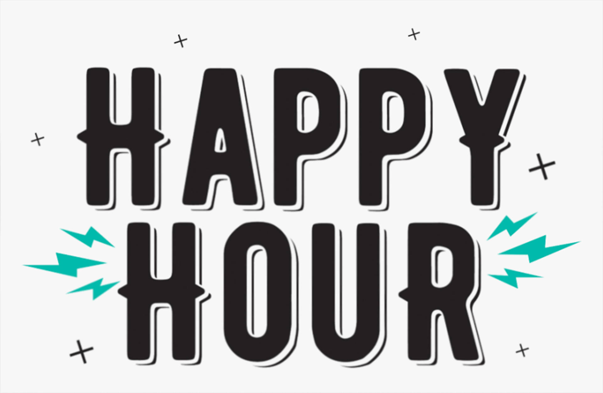 Happy Hour, black aesthetic, teal lightning bolts, Full HD Desktop Wallpaper