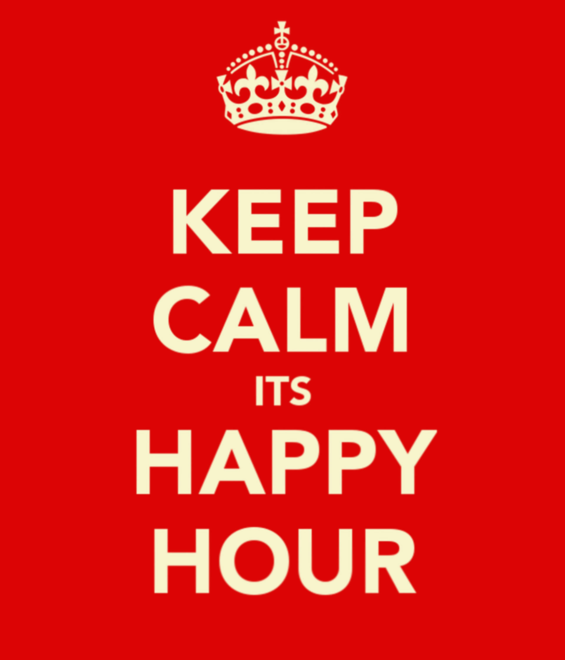 Happy Hour, red background, cream-colored text, Full HD Phone Wallpaper