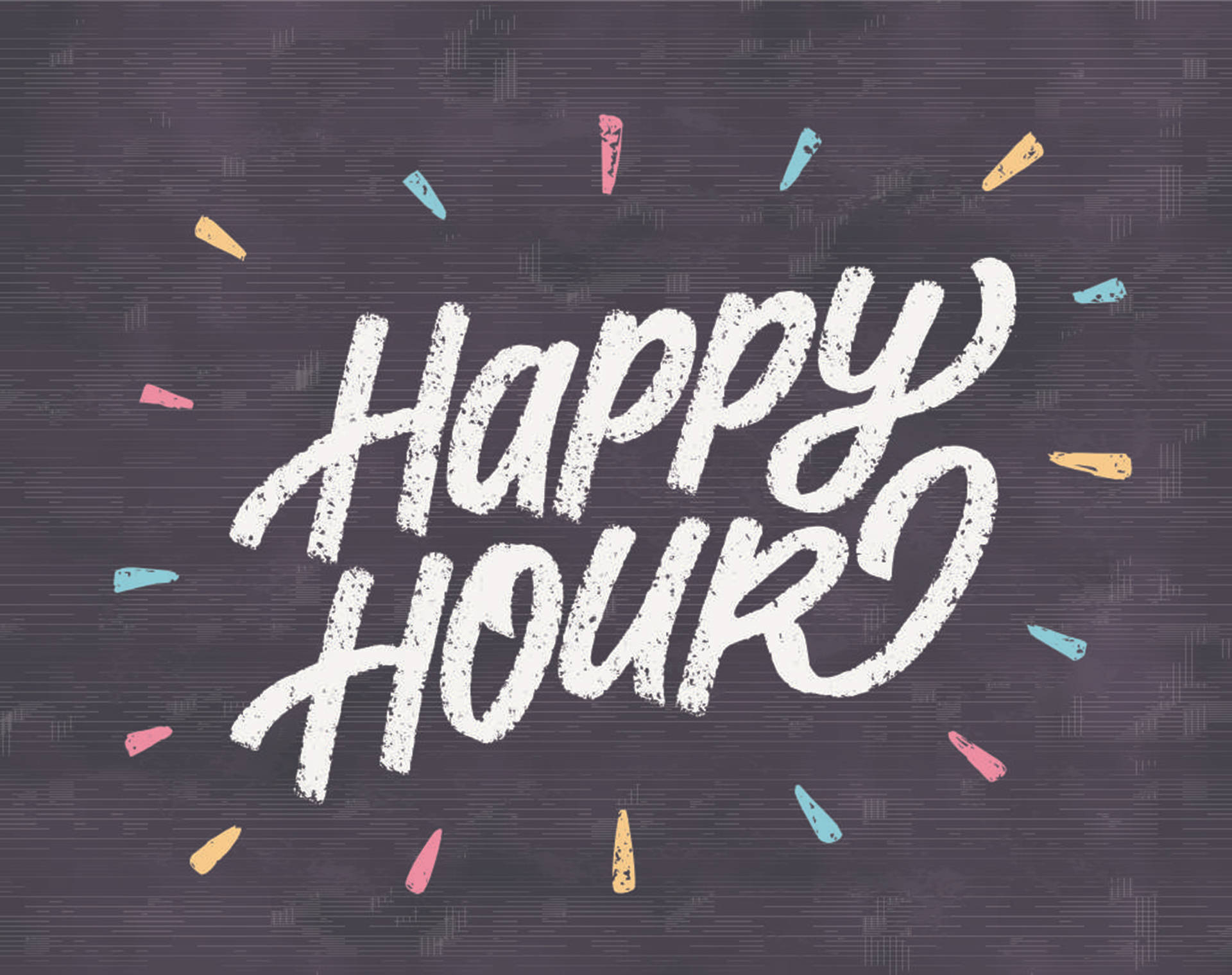 Happy Hour, white brushstroke text, colorful confetti, Full HD Desktop Wallpaper
