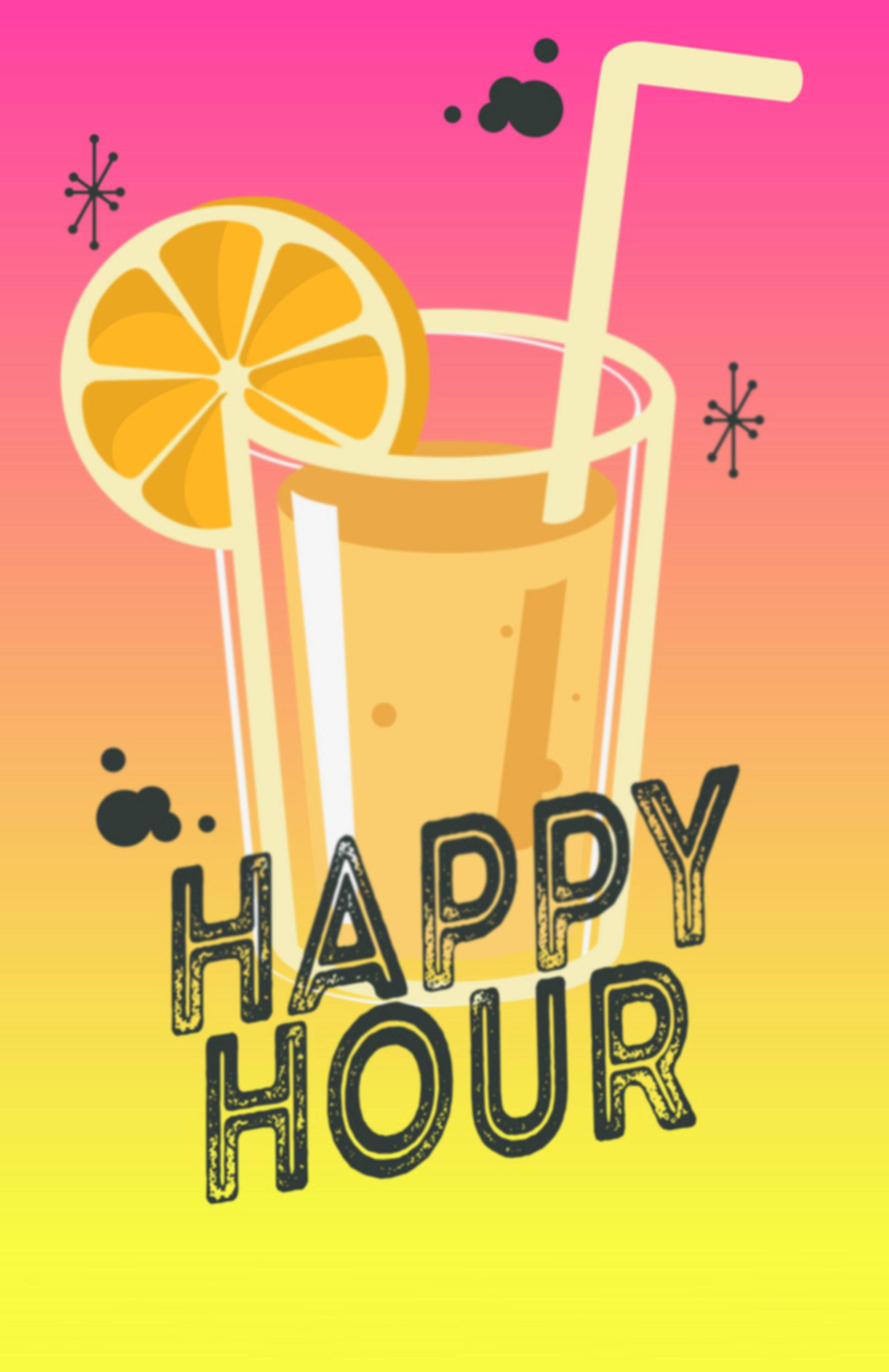 Pastel Happy Hour, citrus drink, straw, 2K Phone Wallpaper