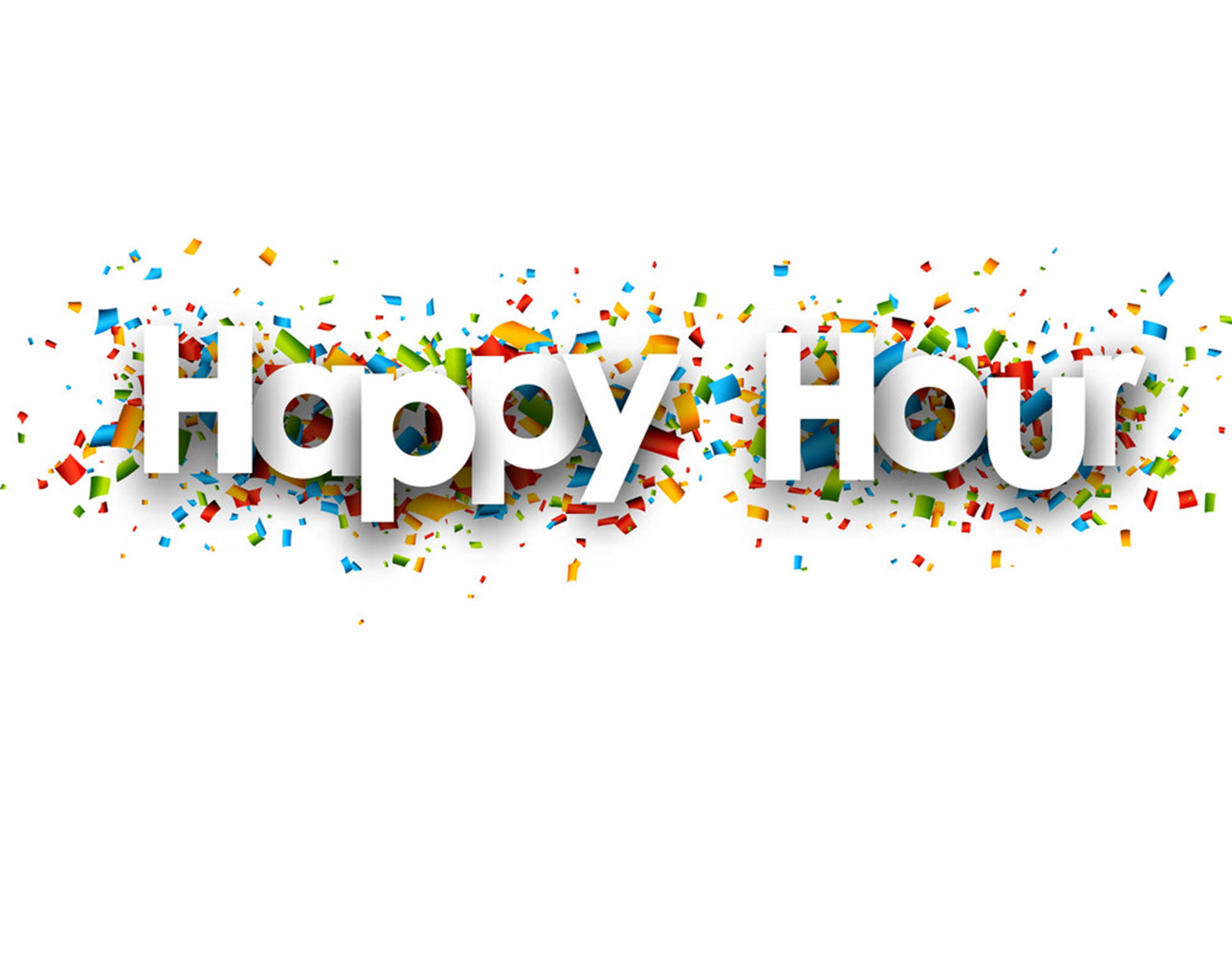 Happy Hour, confetti, white, Full HD Desktop Wallpaper