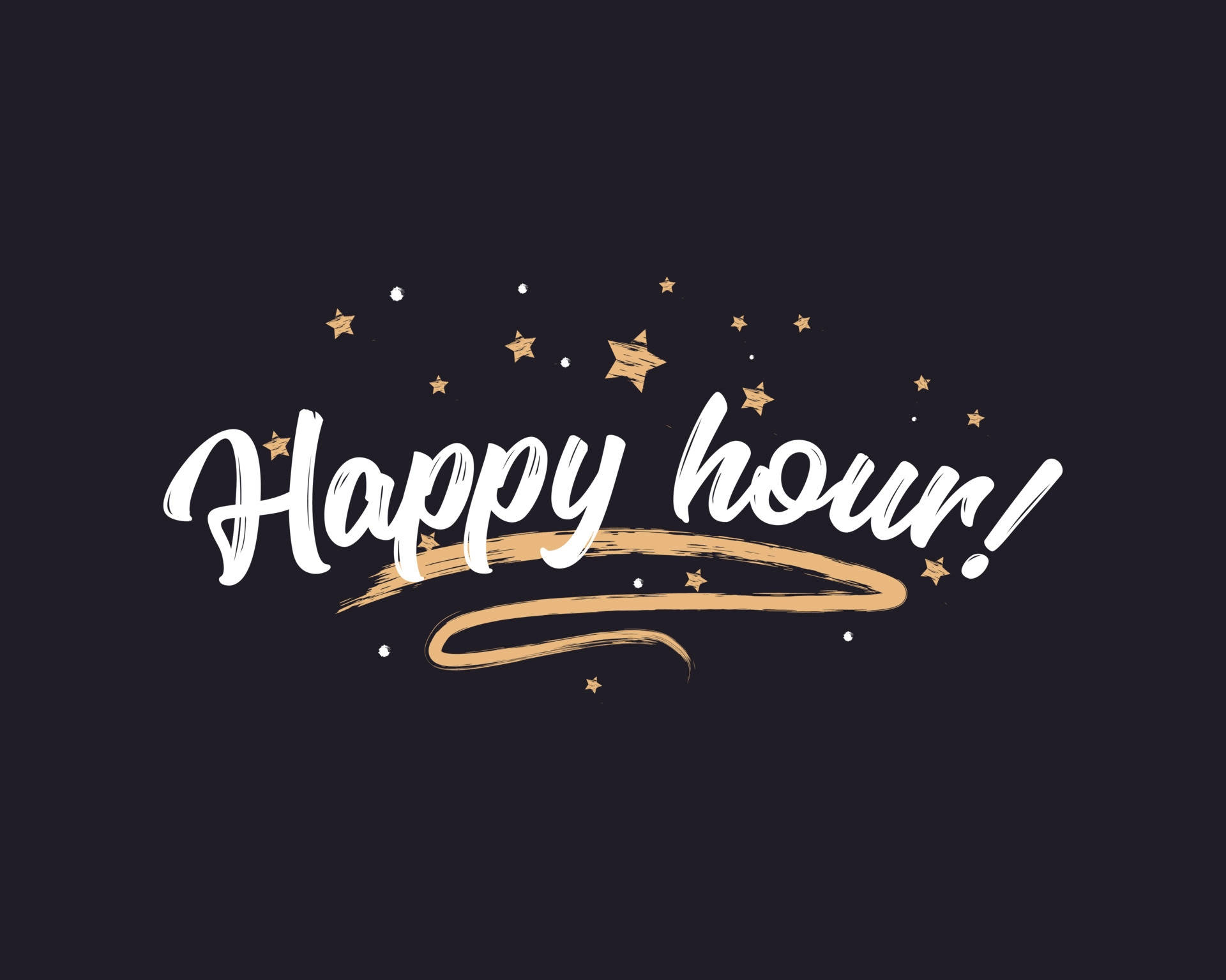 Starry Happy Hour, golden stars, dark navy background, Full HD Desktop Wallpaper