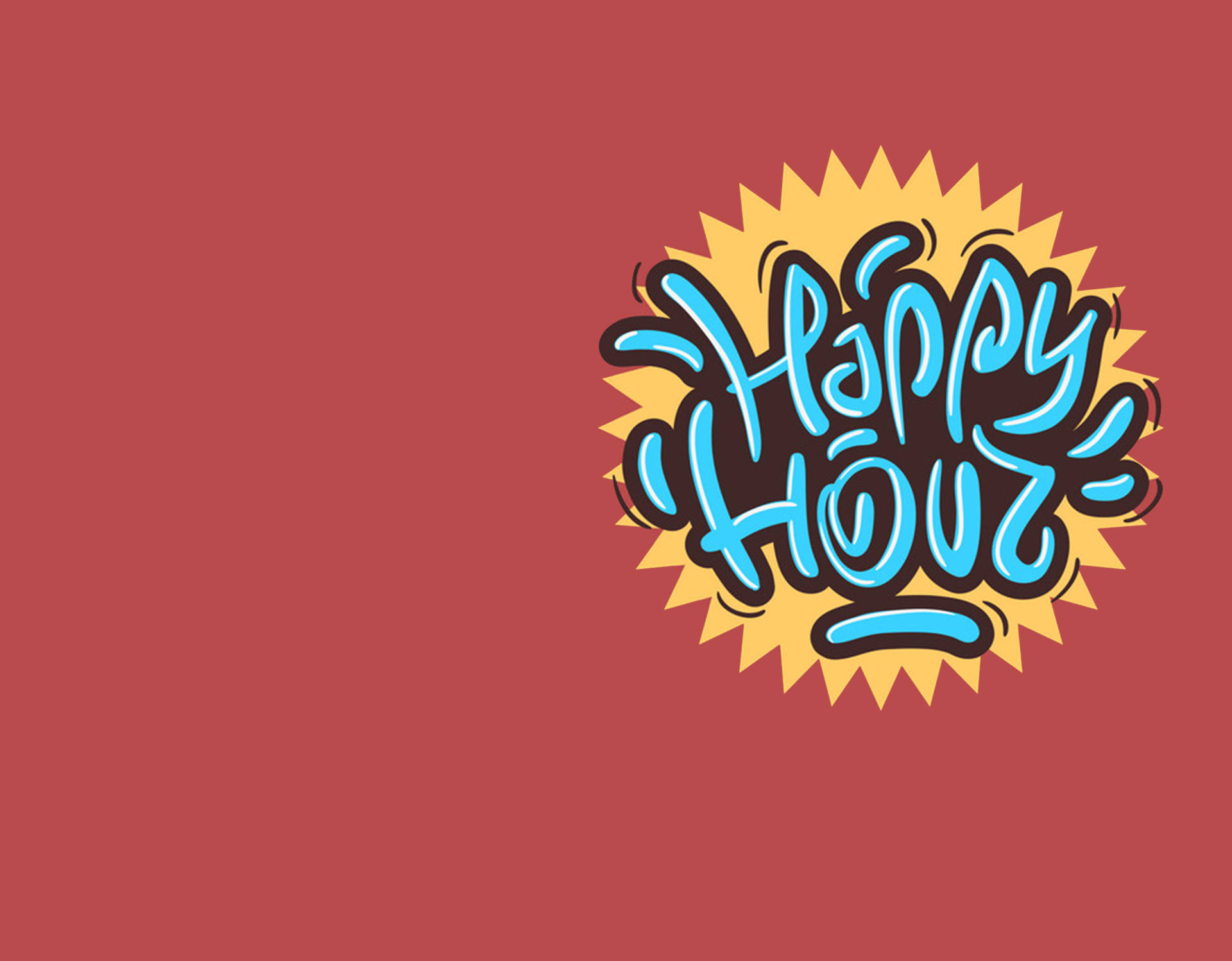 Happy Hous, blue stylized text, yellow sunburst, Full HD Desktop Wallpaper