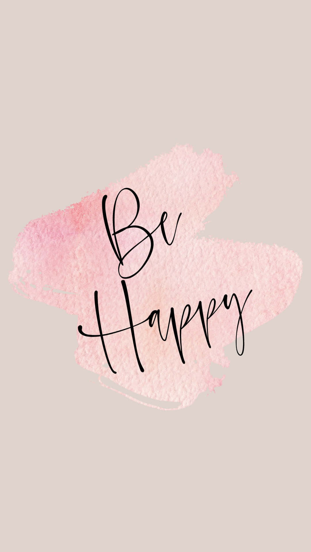 iPhone, Be Happy, soft pink watercolor splash, Full HD Phone Wallpaper