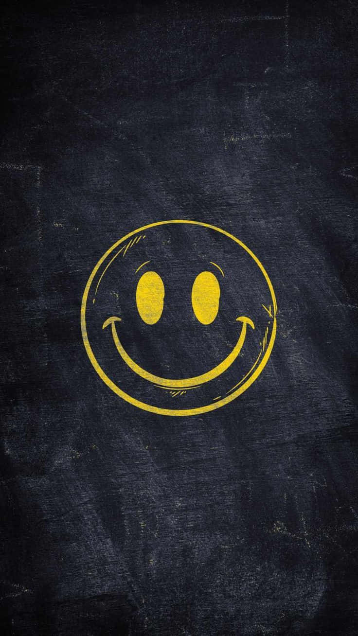 Happy iPhone, yellow smiley face, chalk, HD Phone Wallpaper
