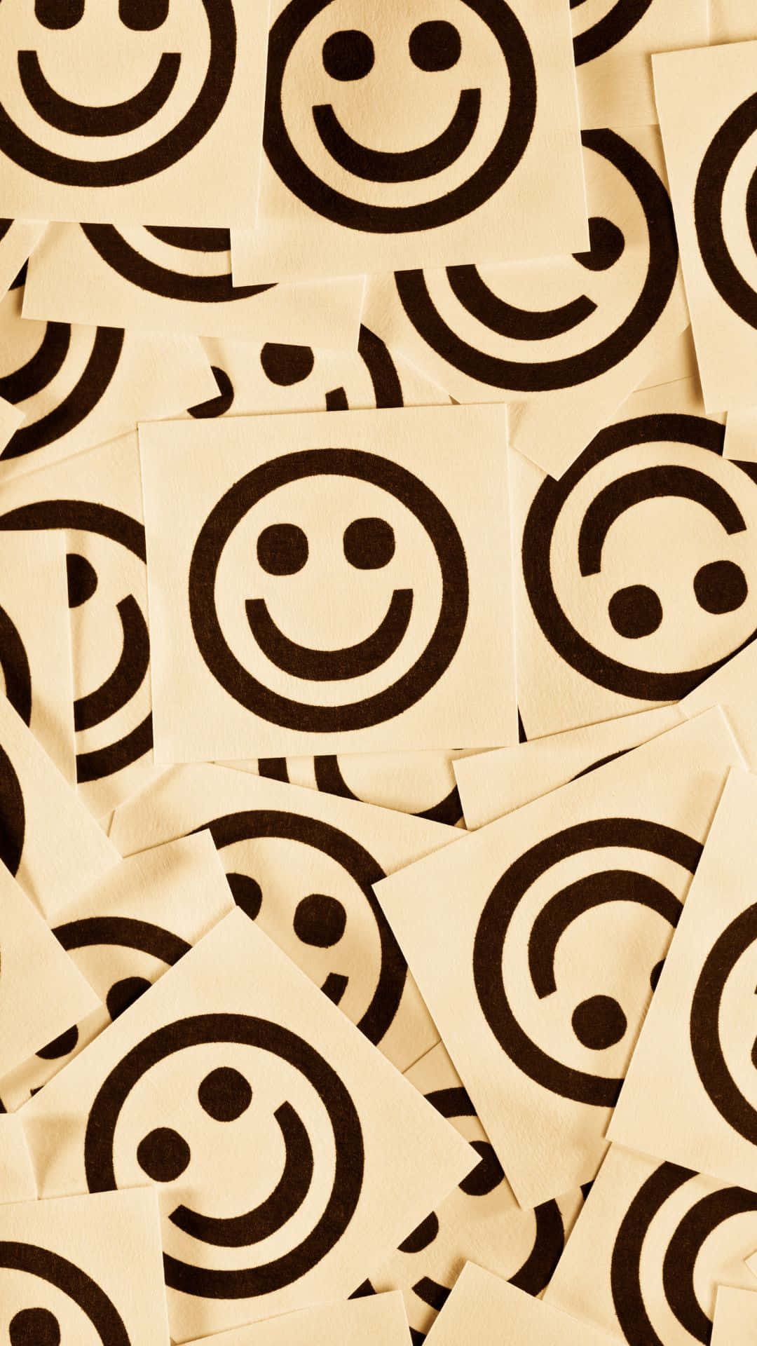 iPhone, beige, black smiley face icon, Full HD Phone Wallpaper