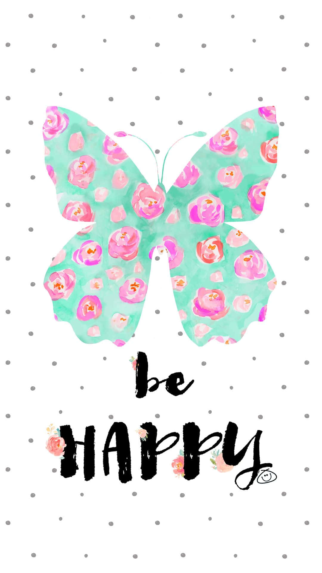 Happy iPhone, watercolor butterfly, pink floral wings, Full HD Phone Wallpaper