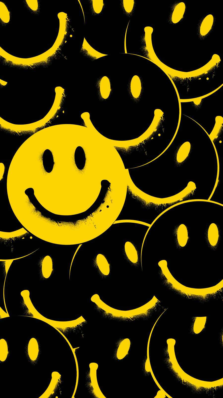 iPhone, vibrant yellow, smiley faces, HD Phone Wallpaper