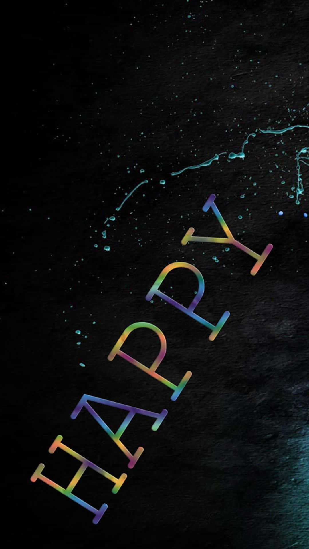 Happy iPhone, rainbow gradient, dark textured background, Full HD Phone Wallpaper
