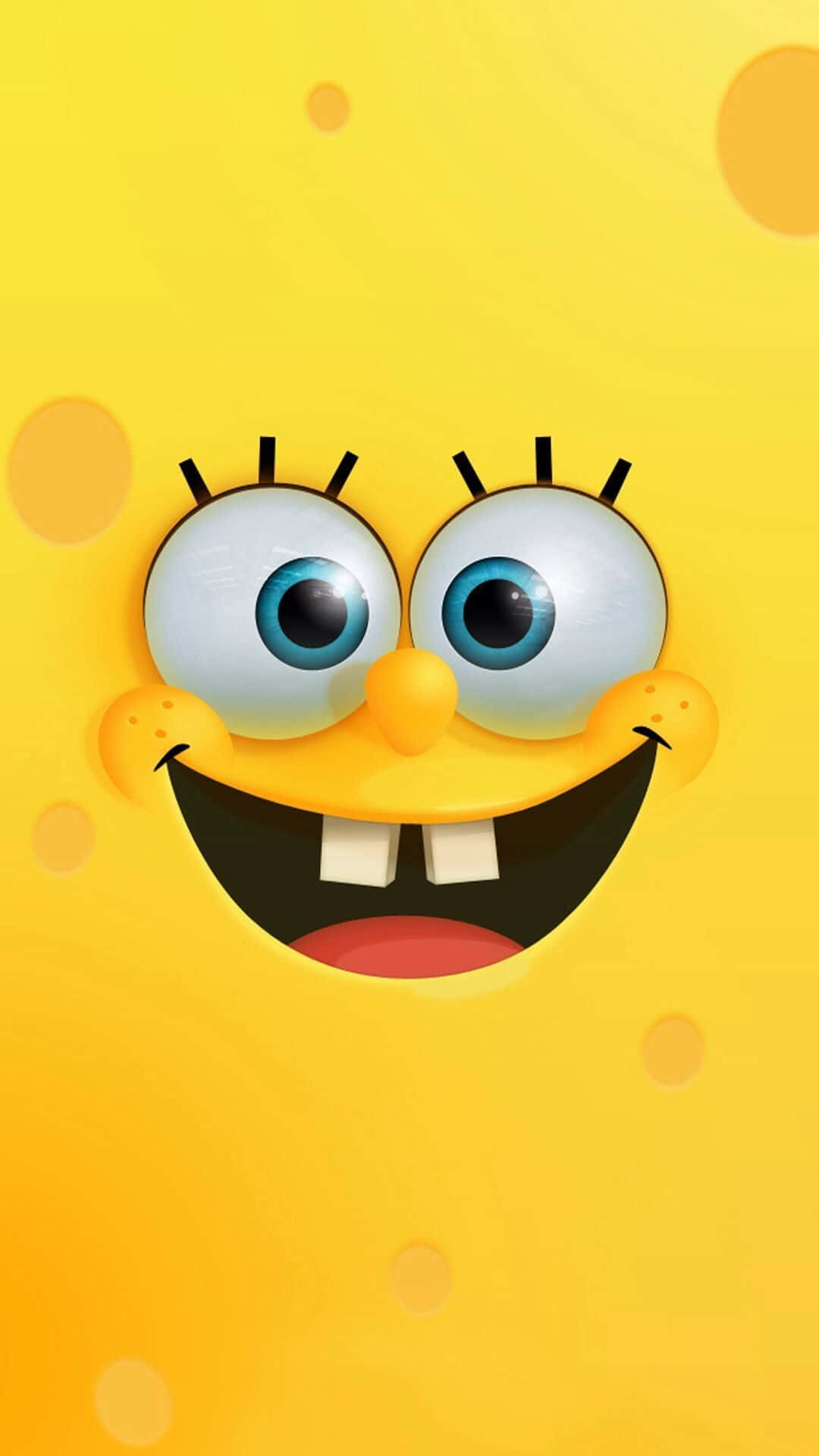 Happy iPhone, yellow cartoon sponge, big blue eyes, Full HD Phone Wallpaper