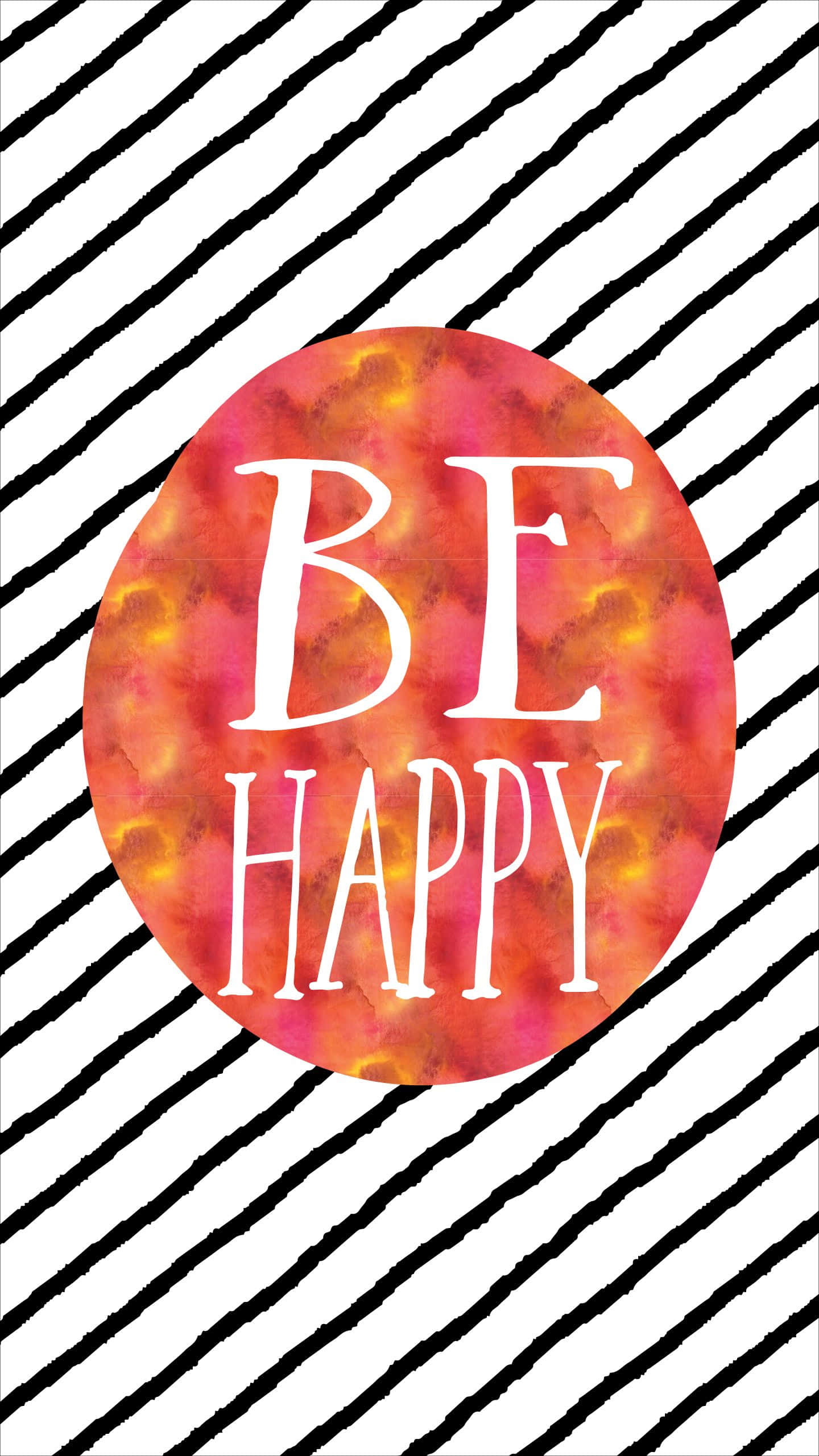 Happy iPhone, BE HAPPY, watercolor circle, 2K Phone Wallpaper
