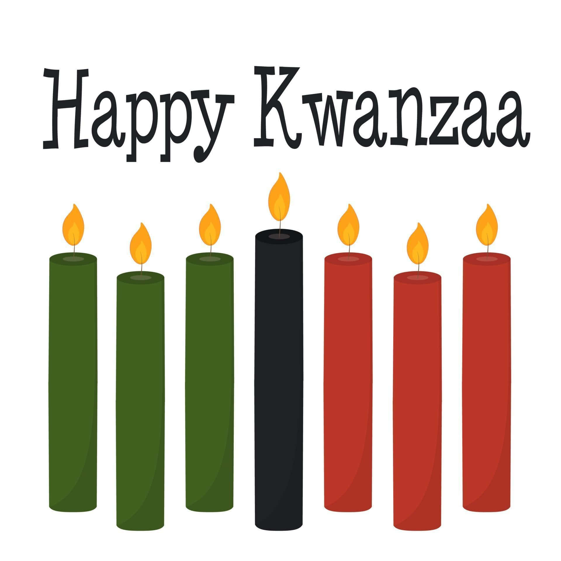 Kwanzaa, green black and red, seven lit candles, Full HD Desktop Wallpaper