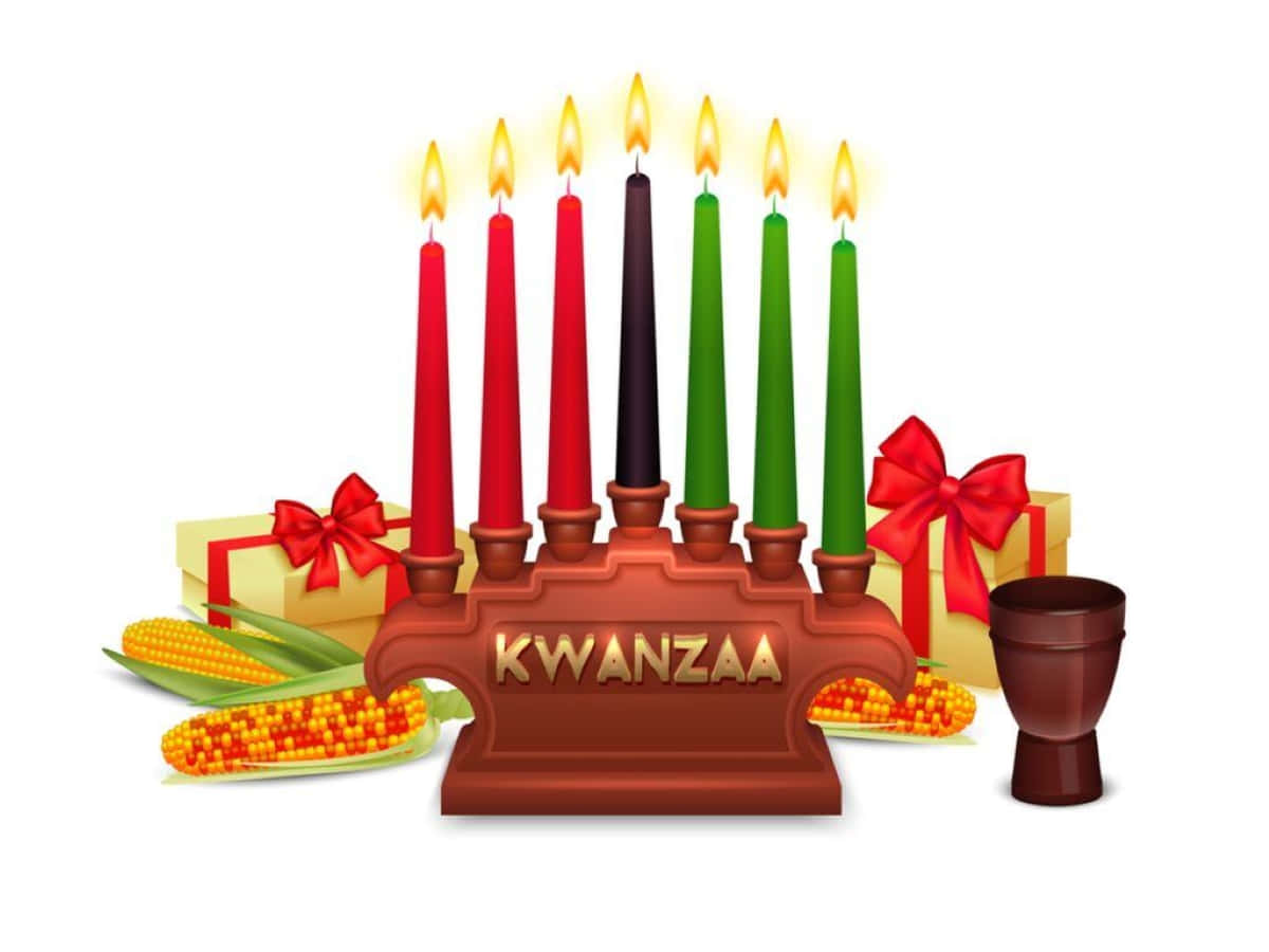 Kwanzaa, kinara, seven lit candles, SD Desktop Wallpaper