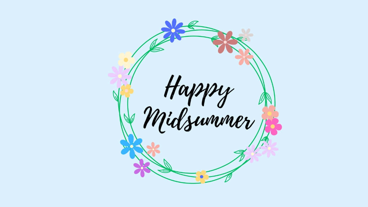 Happy Midsummer, floral wreath, colorful blossoms, SD Desktop Wallpaper