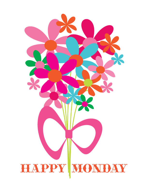 Happy Monday Bouquet, pink, blue, SD Phone Wallpaper