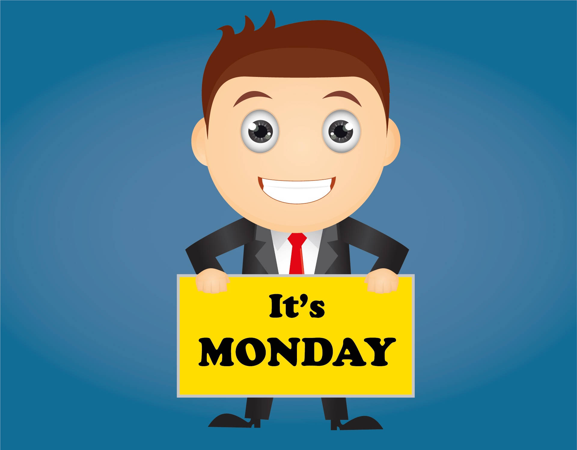 Happy Man Monday, yellow sign, blue gradient background, Full HD Desktop Wallpaper