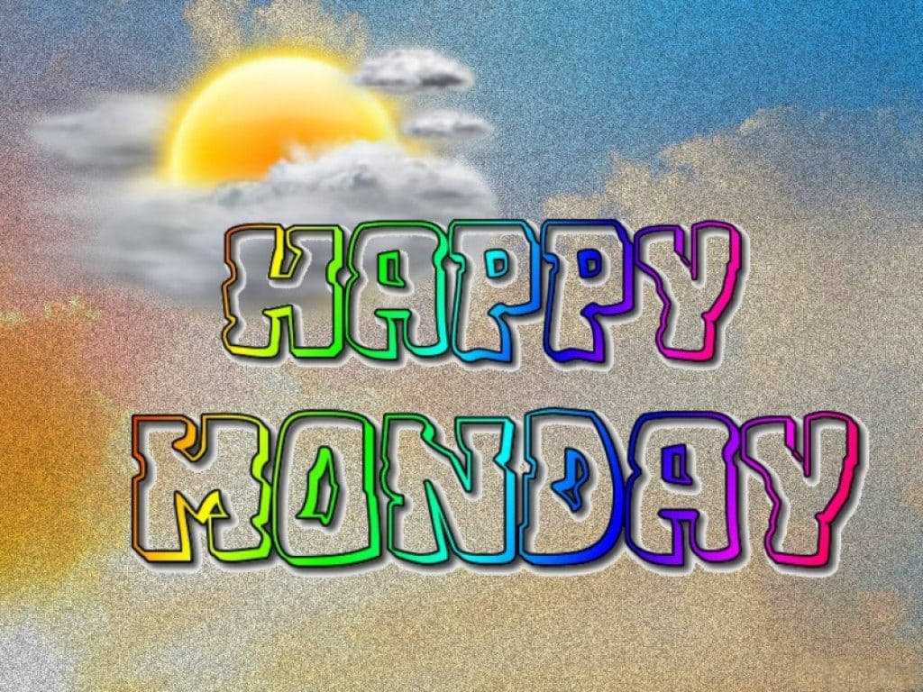 Happy Monday, rainbow-outlined, text, SD Desktop Wallpaper