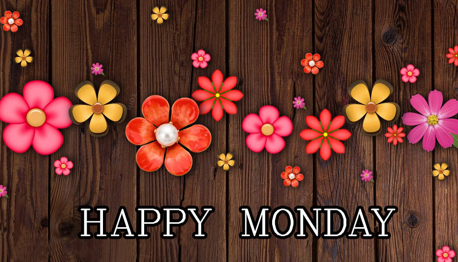 Happy monday, wood tile, pink, SD Desktop Wallpaper