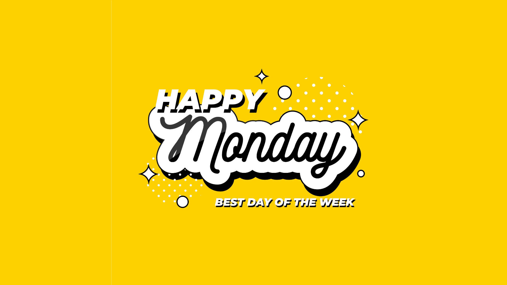 Happy Monday, white, black outlines, Full HD Desktop Wallpaper