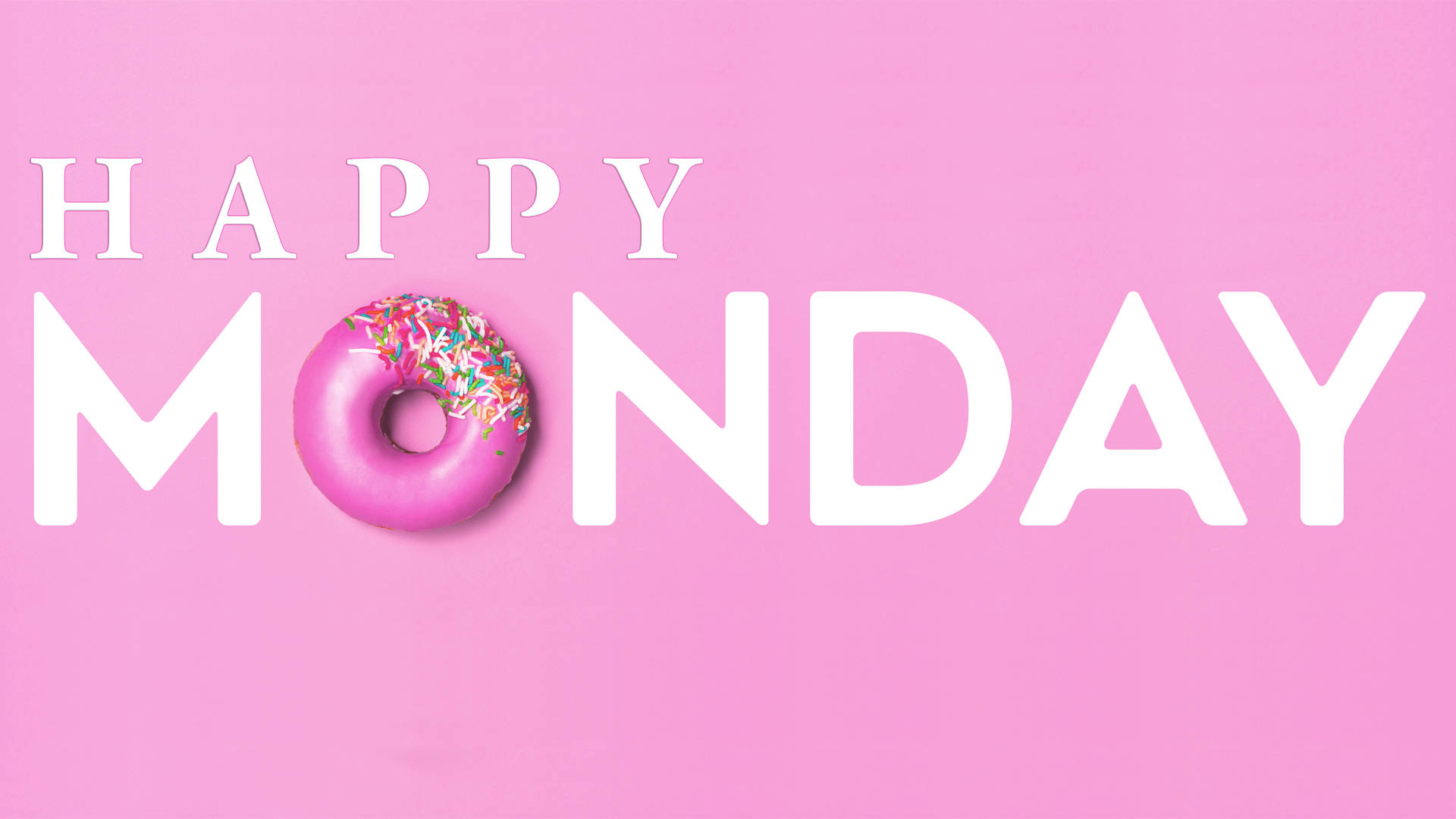 Happy Monday, pink donut, colorful sprinkles, Full HD Desktop Wallpaper