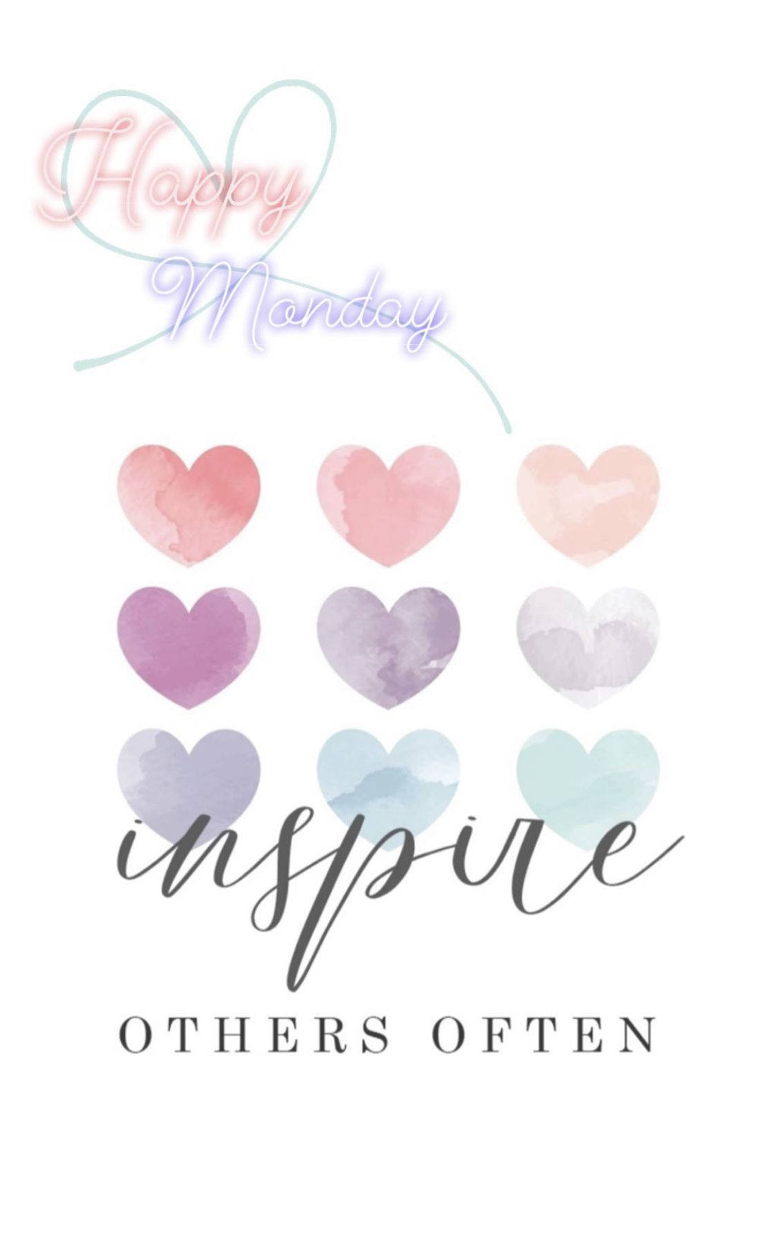 Happy Monday, inspire others often, pastel watercolor hearts, HD Phone Wallpaper
