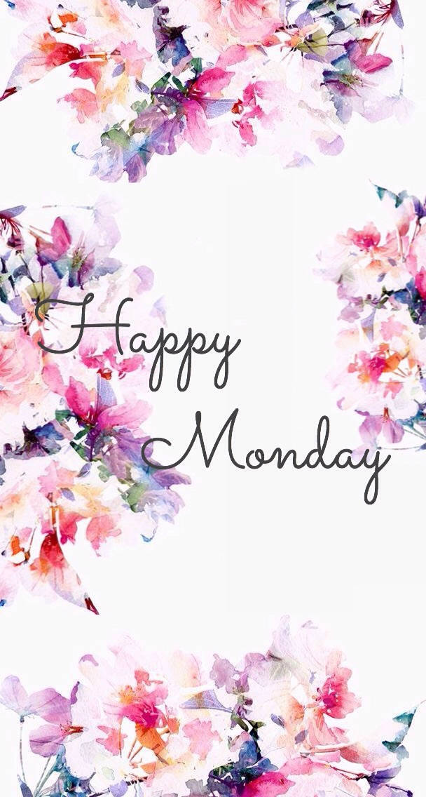 floral pastel, Happy Monday, watercolor floral border, SD Phone Wallpaper