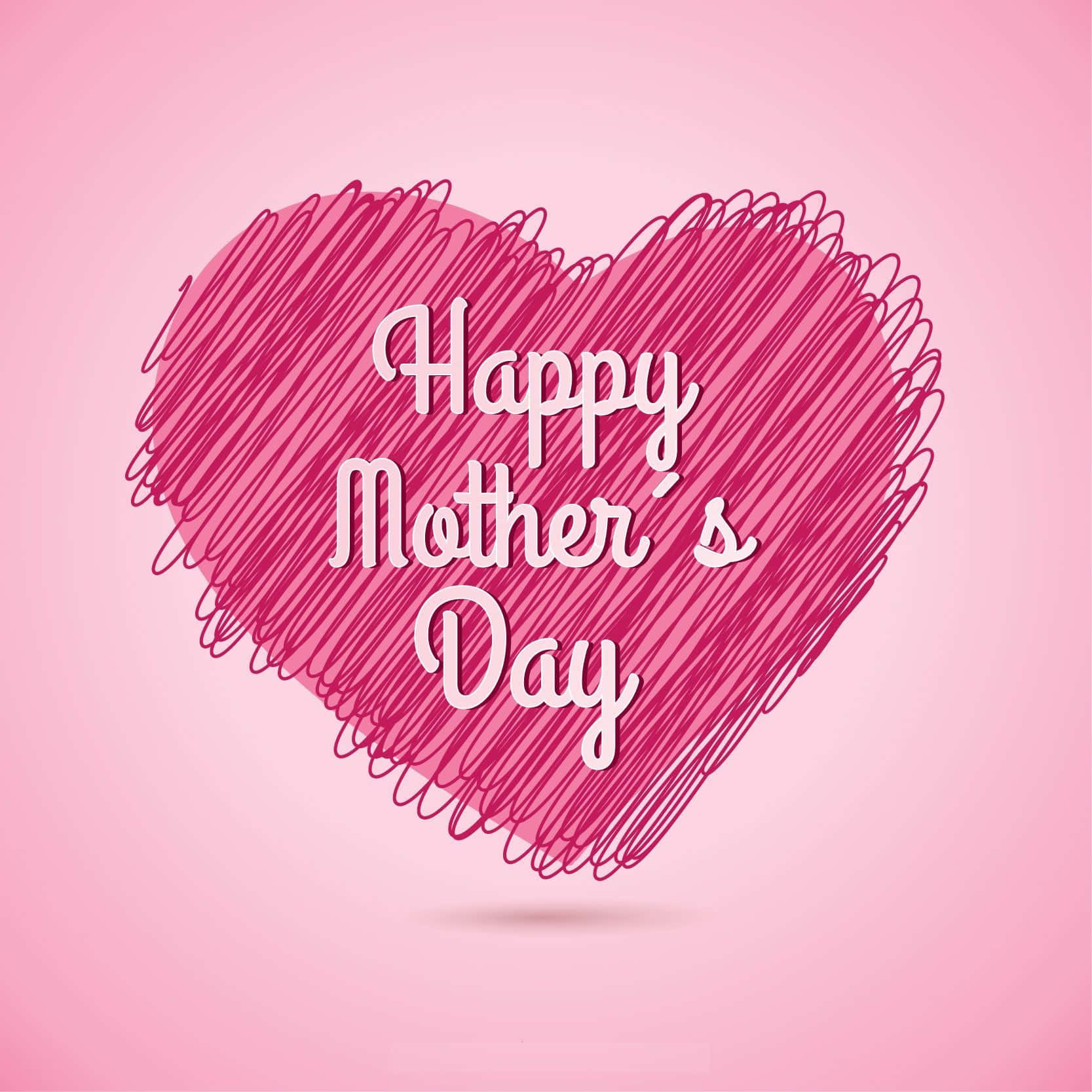 Happy Mother's Day, pink heart, white cursive text, HD Desktop Wallpaper