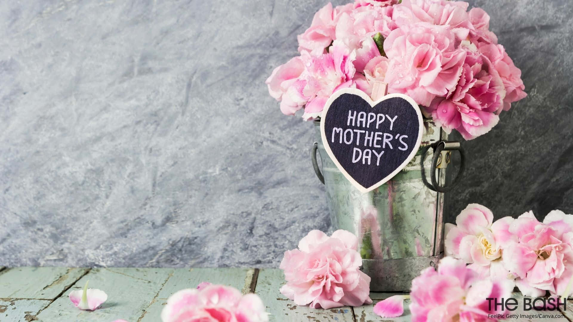 Happy Mothers Day, pink carnations, heart-shaped chalkboard sign, Full HD Desktop Wallpaper