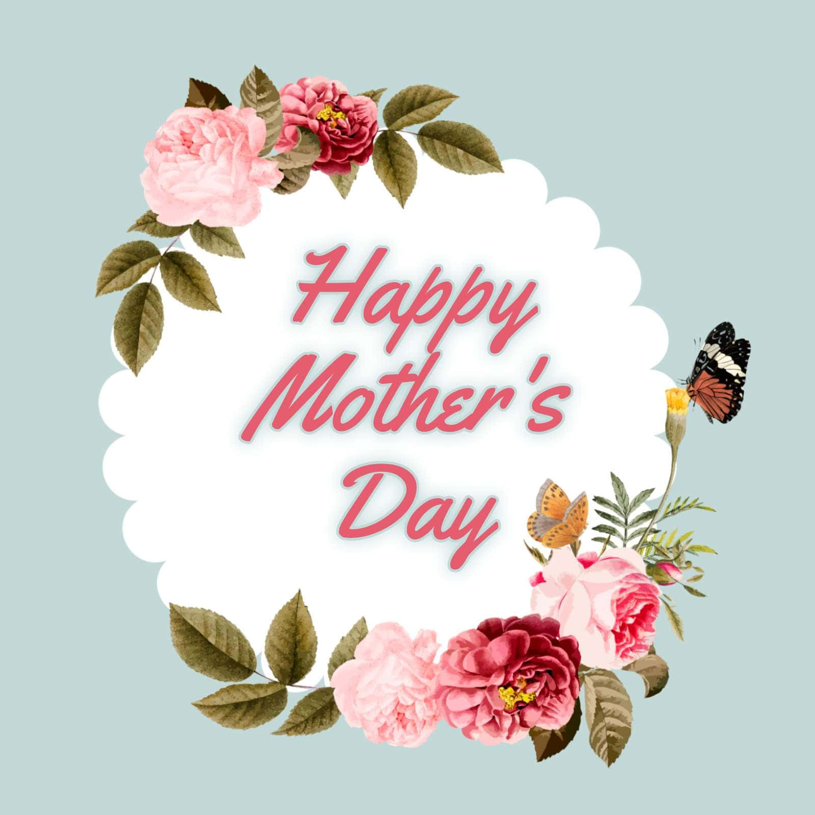 Happy Mother's Day, scalloped white frame, pink roses, HD Desktop Wallpaper