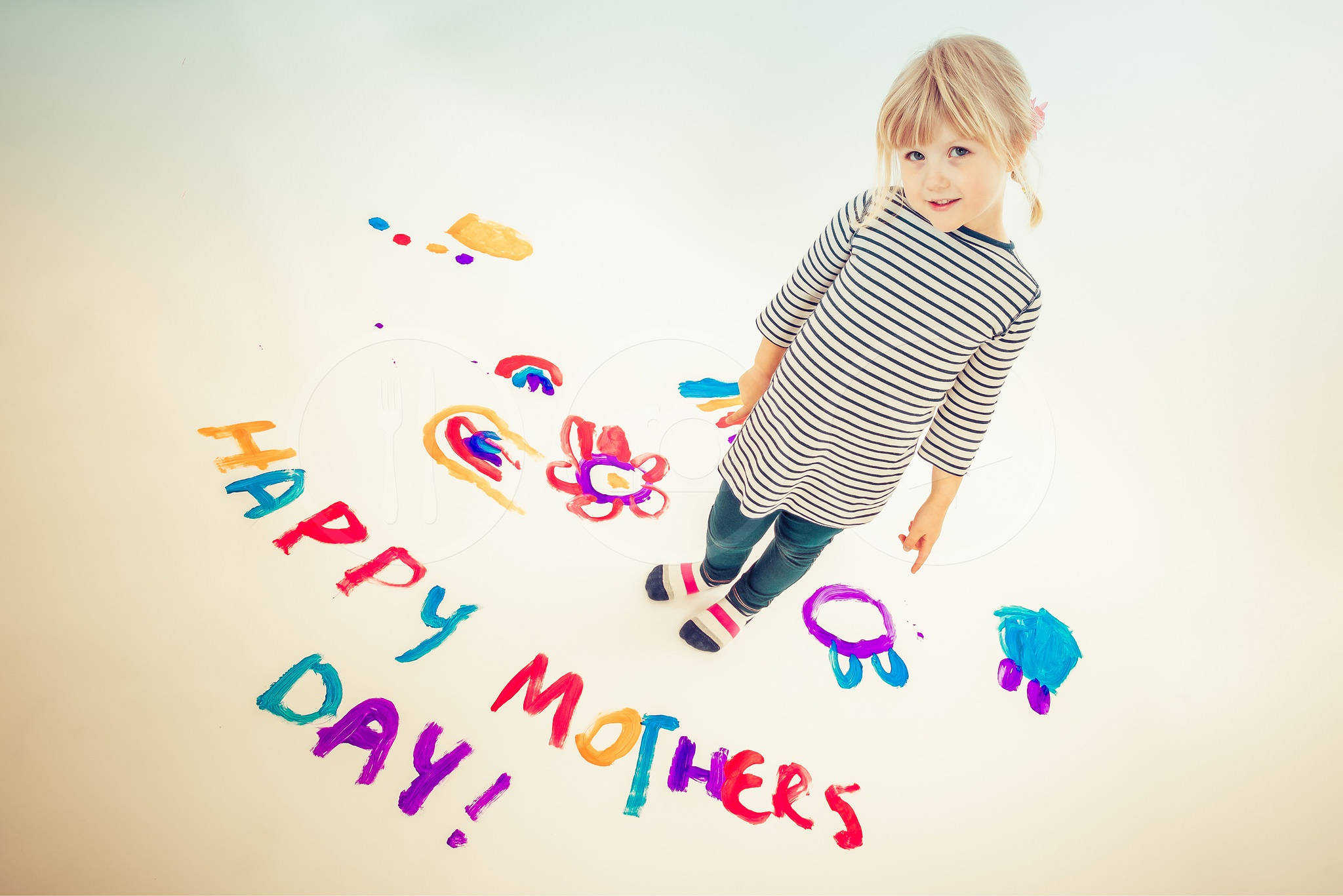 toddler, striped dress, finger paint letters, Full HD Desktop Wallpaper
