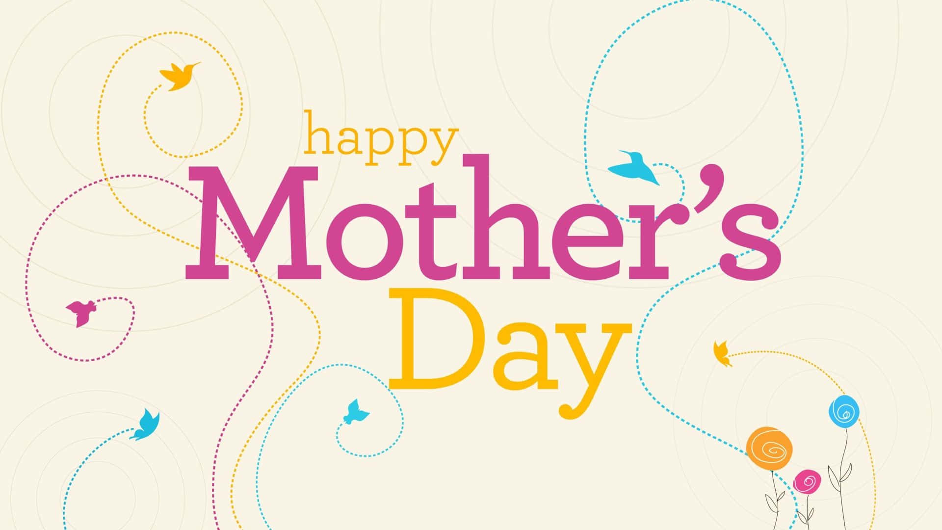 Happy Mother's Day, colorful playful fonts, whimsical dotted swirls, Full HD Desktop Wallpaper