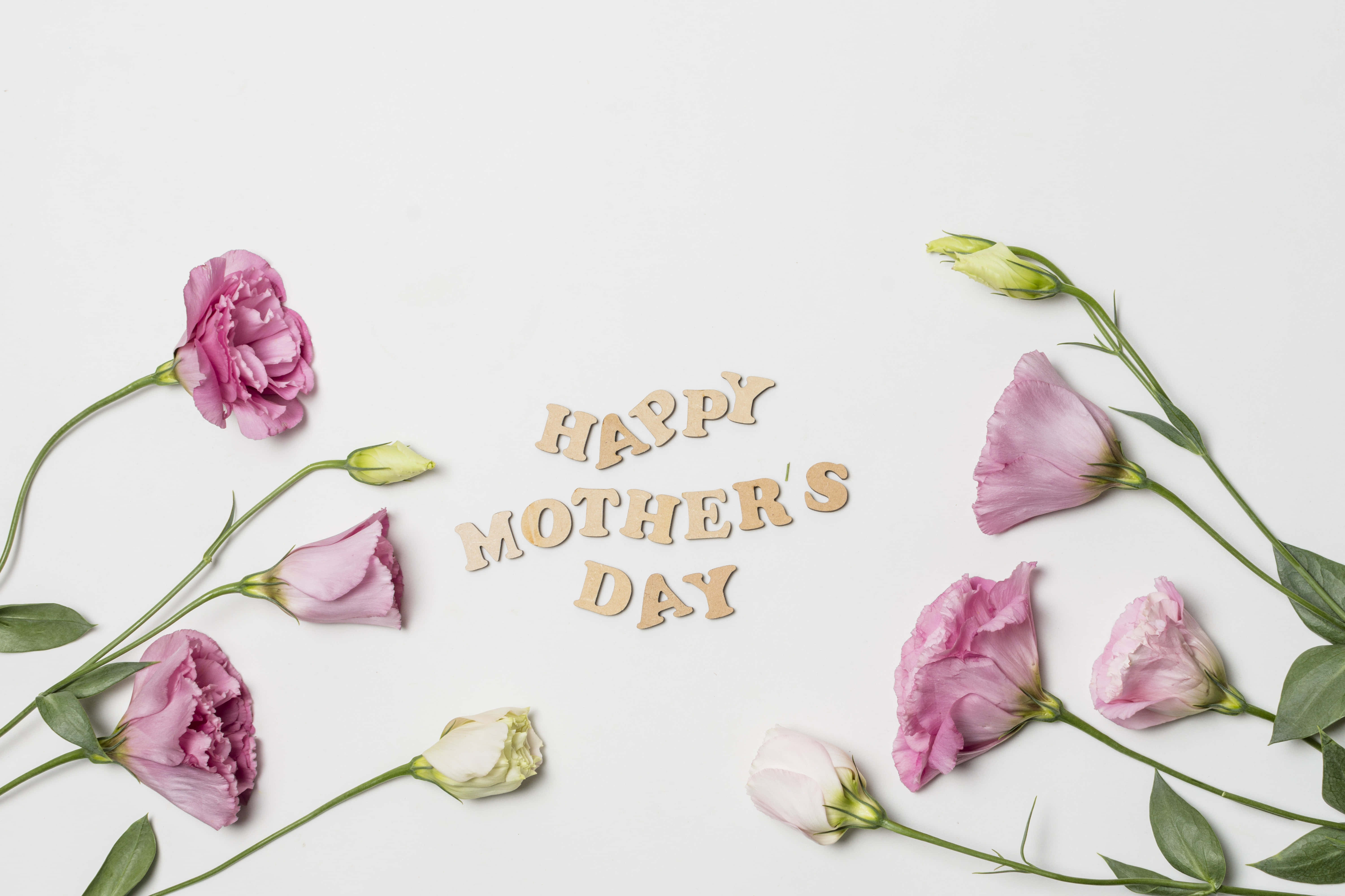 Mothers Day, pink peonies, eustoma flowers, 5K Desktop Wallpaper