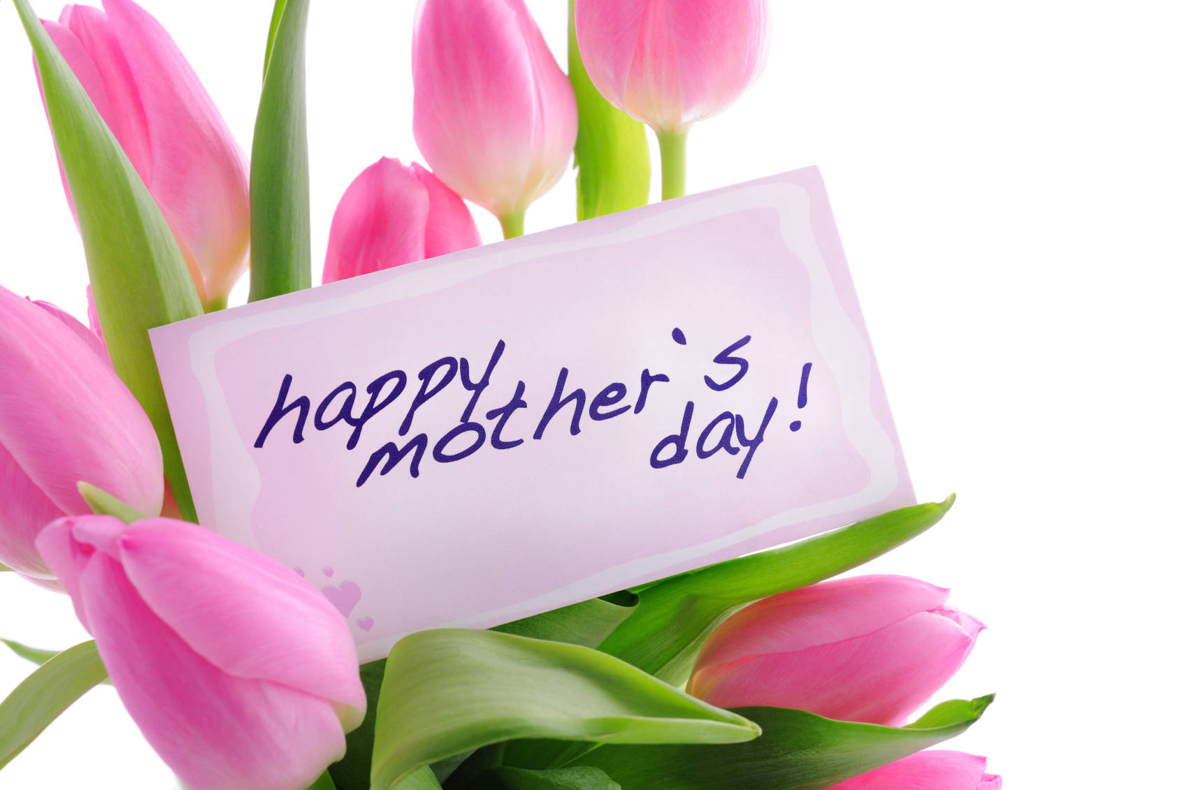 Happy Mothers Day, pink rose, pink tulips, HD Desktop Wallpaper