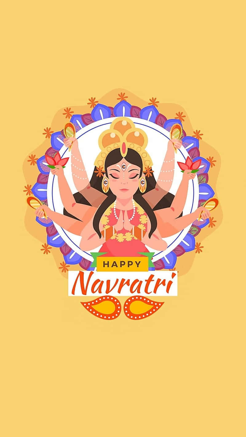 Happy Navratri, multi-armed goddess, gold jewelry, HD Phone Wallpaper