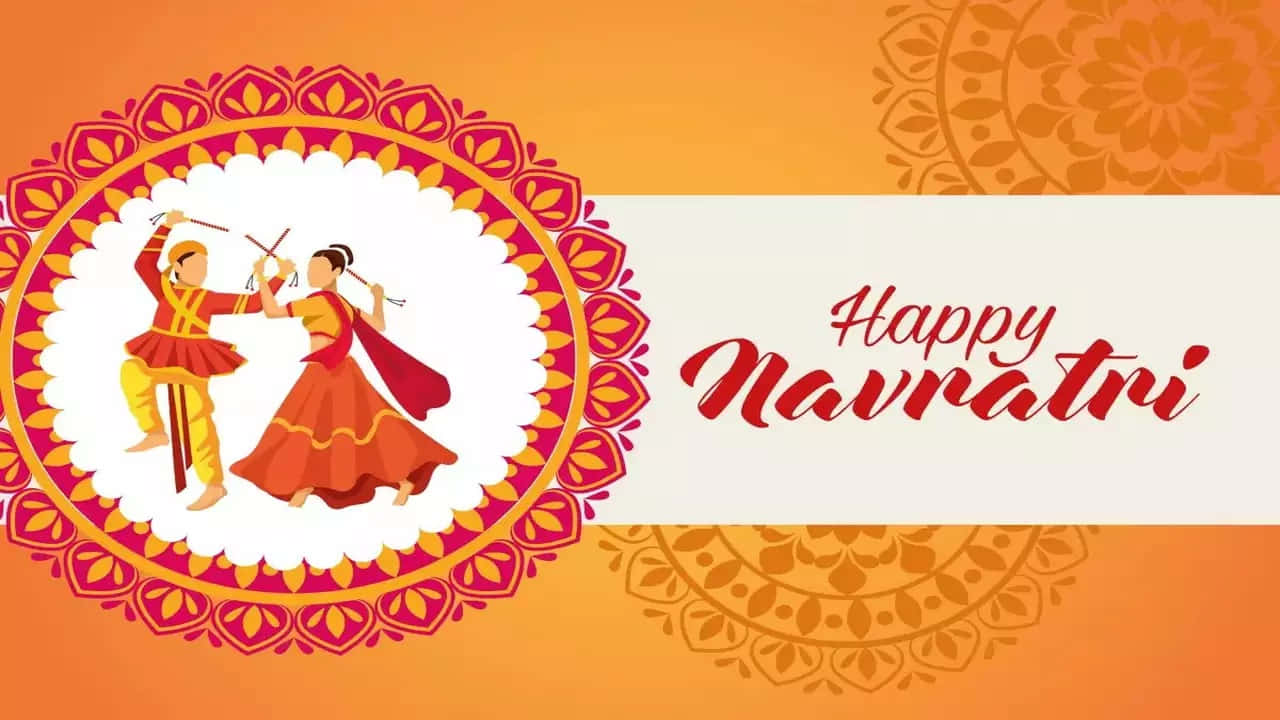 Happy Navratri, vibrant traditional attire, colorful mandala, HD Desktop Wallpaper