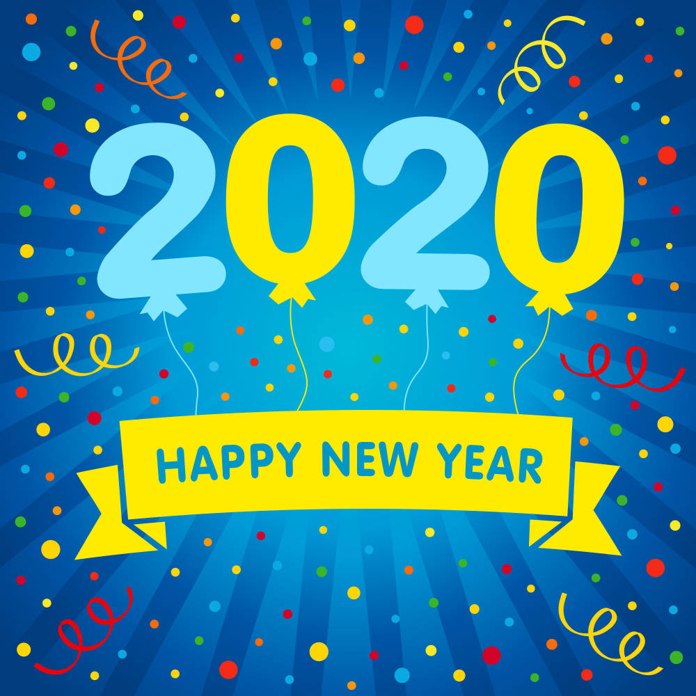 Happy New Year 2020, 2020, vibrant blue, SD Desktop Wallpaper