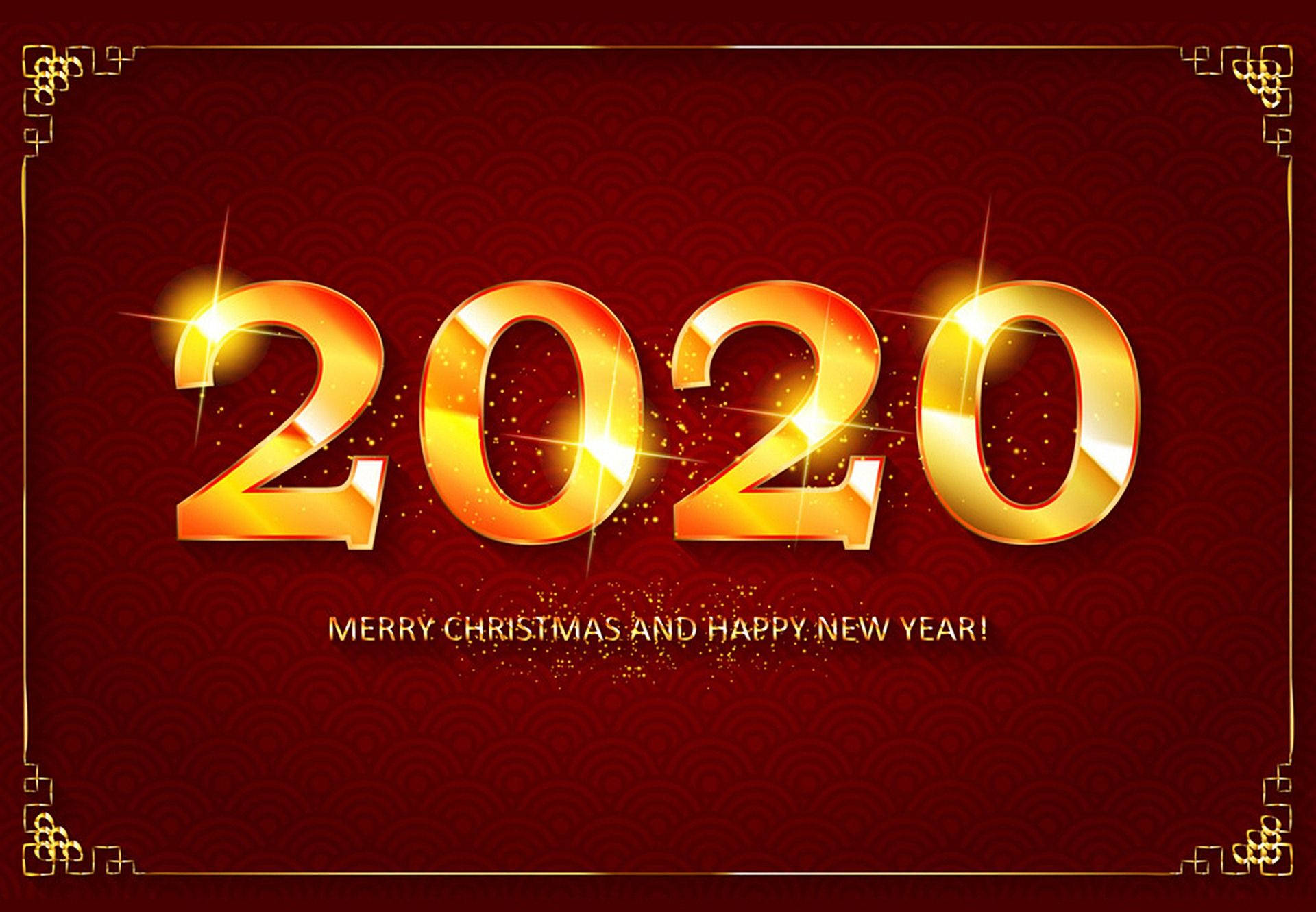 Happy New Year 2020, 2020 numerals, golden, Full HD Desktop Wallpaper