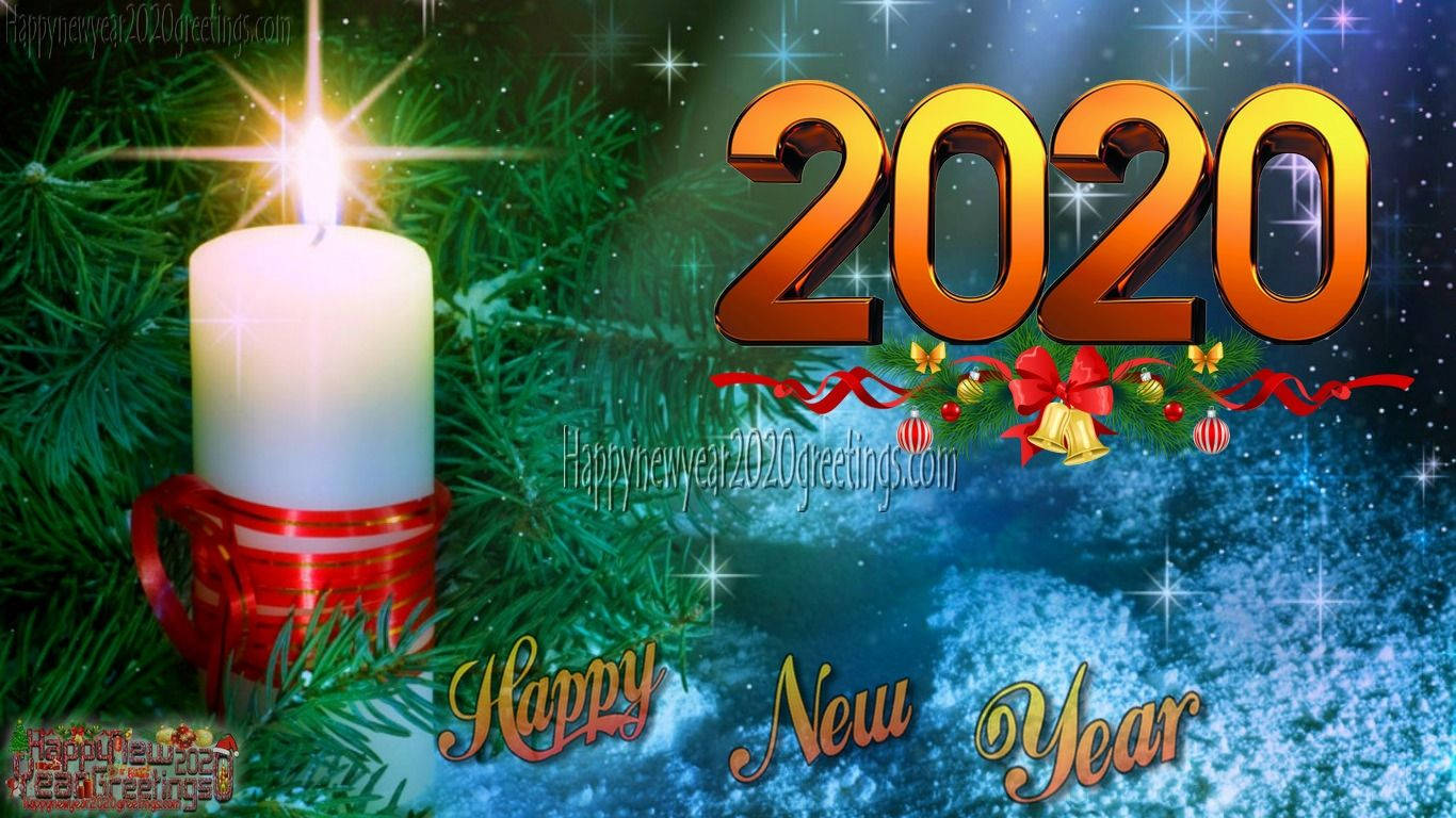 Happy New Year 2020, red mug, golden 2020 text, HD Desktop Wallpaper