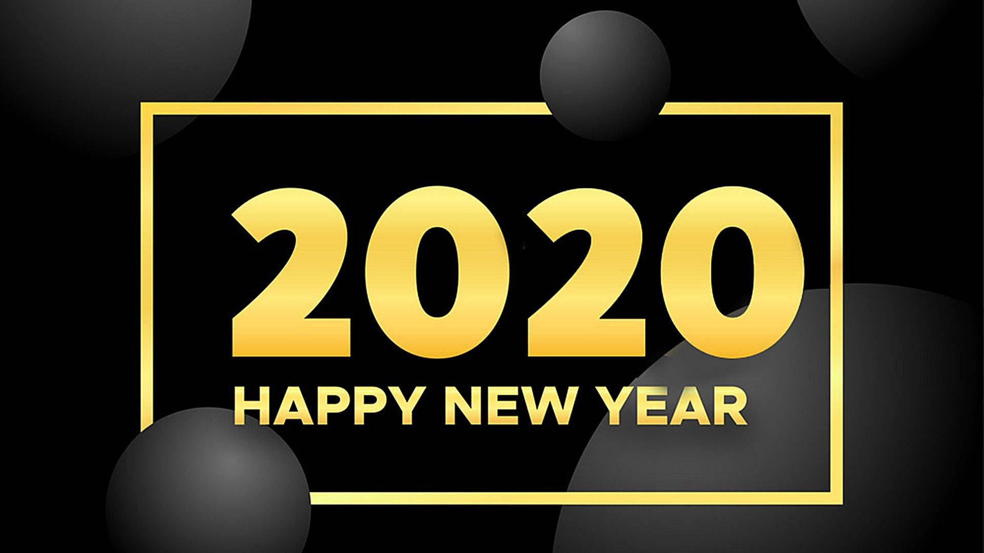 Happy New Year 2020, Golden 2020, glowing frame, Full HD Desktop Wallpaper