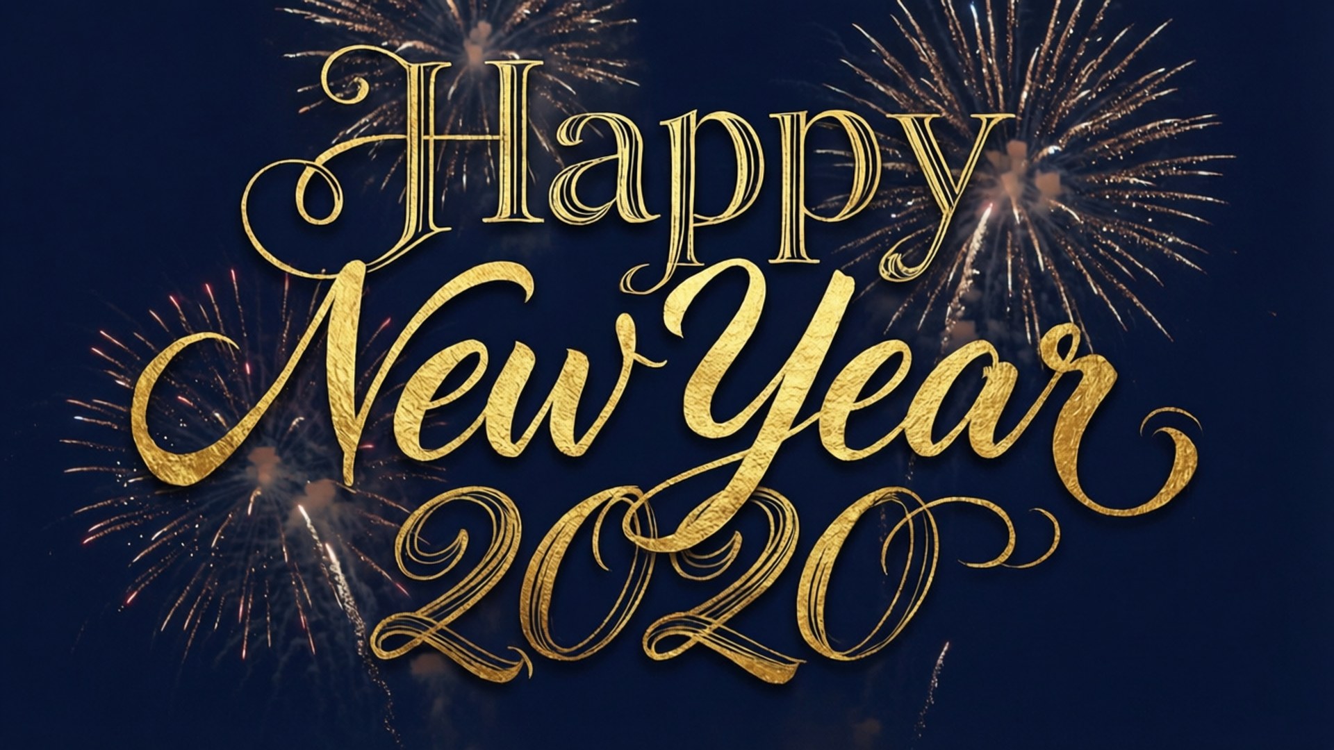 Happy New Year 2020, gold, cursive, Full HD Desktop Wallpaper