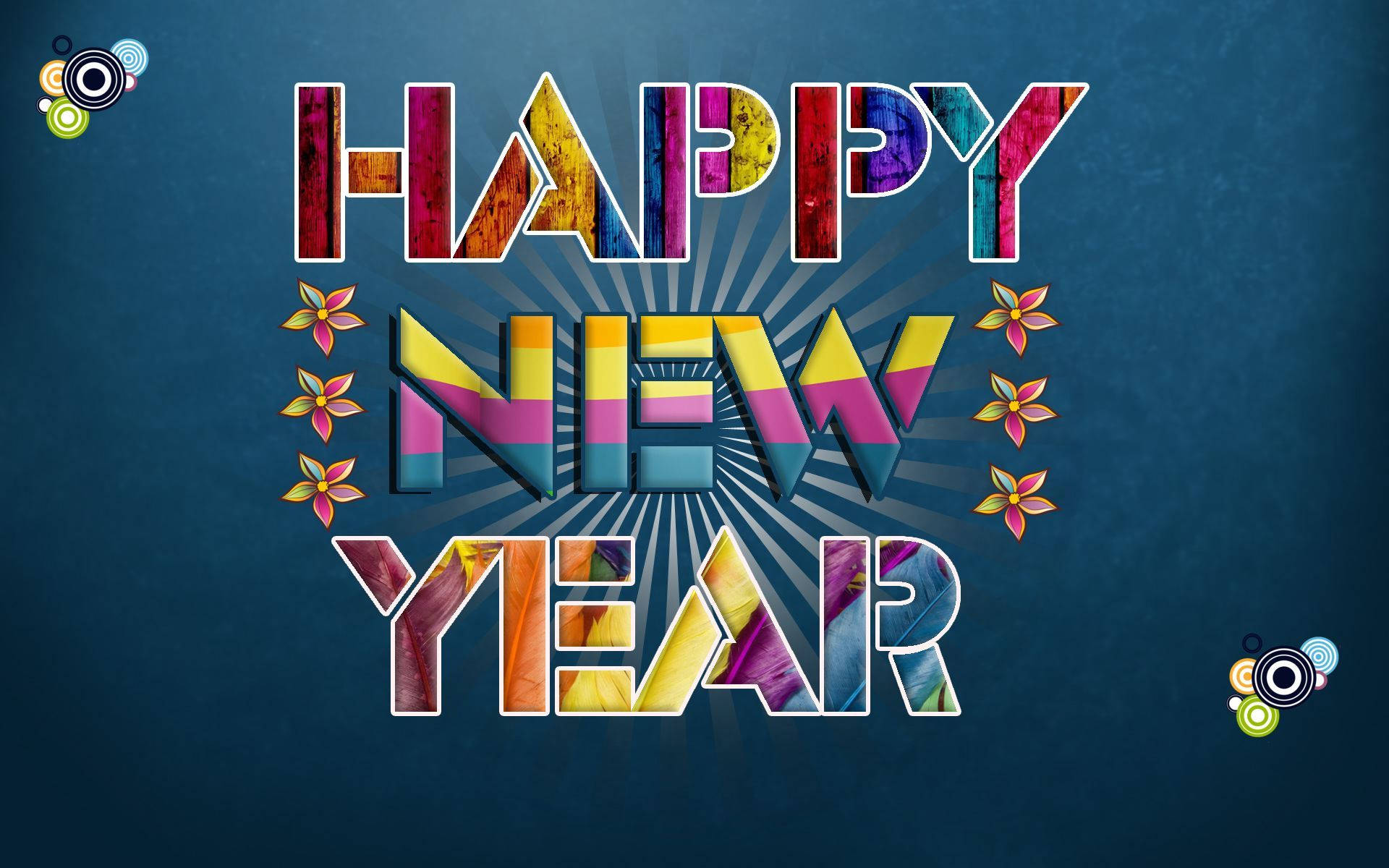 Happy New Year 2020, floral accents, textured dark blue background, Full HD Desktop Wallpaper