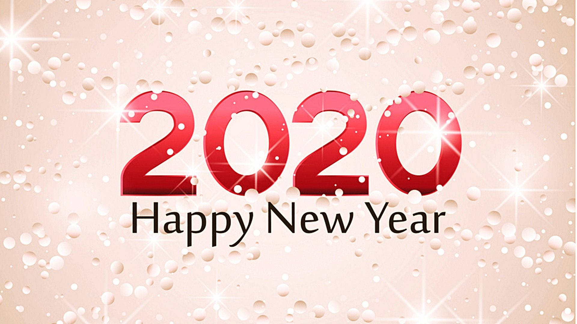 Happy New Year 2020, shiny red 2020 text, sparkling lights, Full HD Desktop Wallpaper