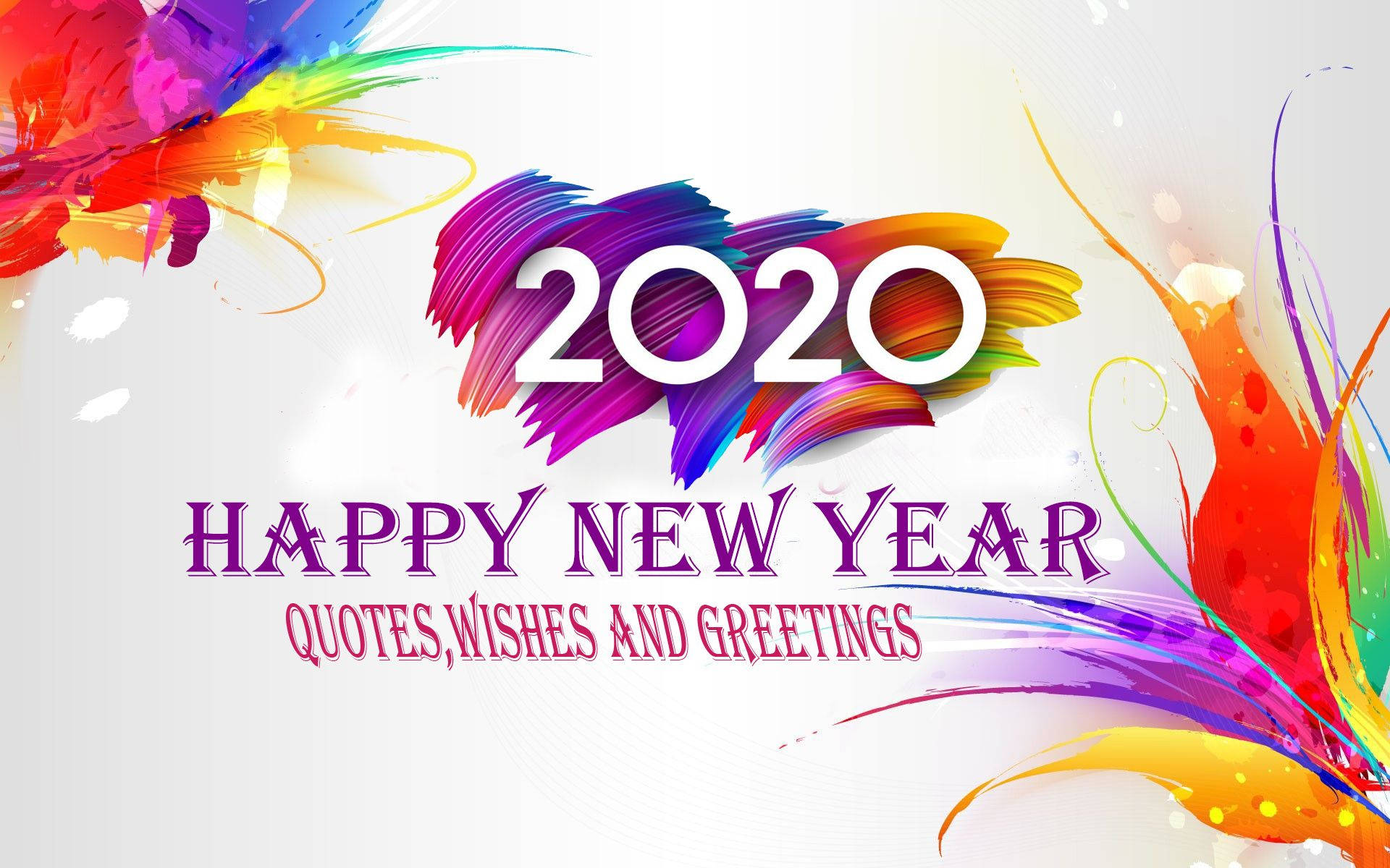 2020, Happy New Year, rainbow paint splashes, Full HD Desktop Wallpaper