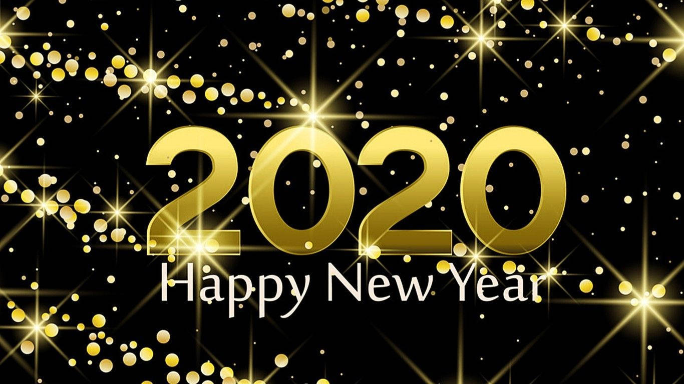 Happy New Year 2020, Golden 2020, black background, HD Desktop Wallpaper