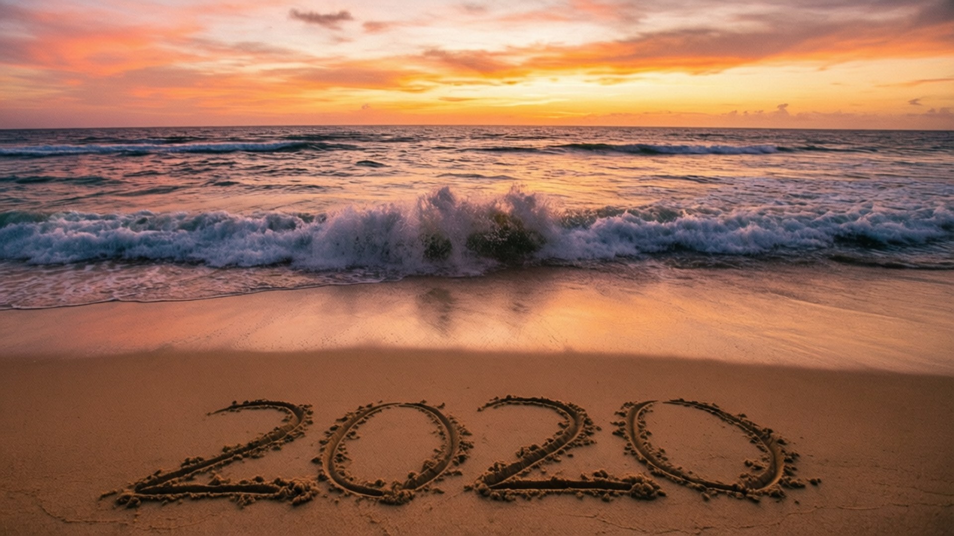 2020, beach, sunset, Full HD Desktop Wallpaper