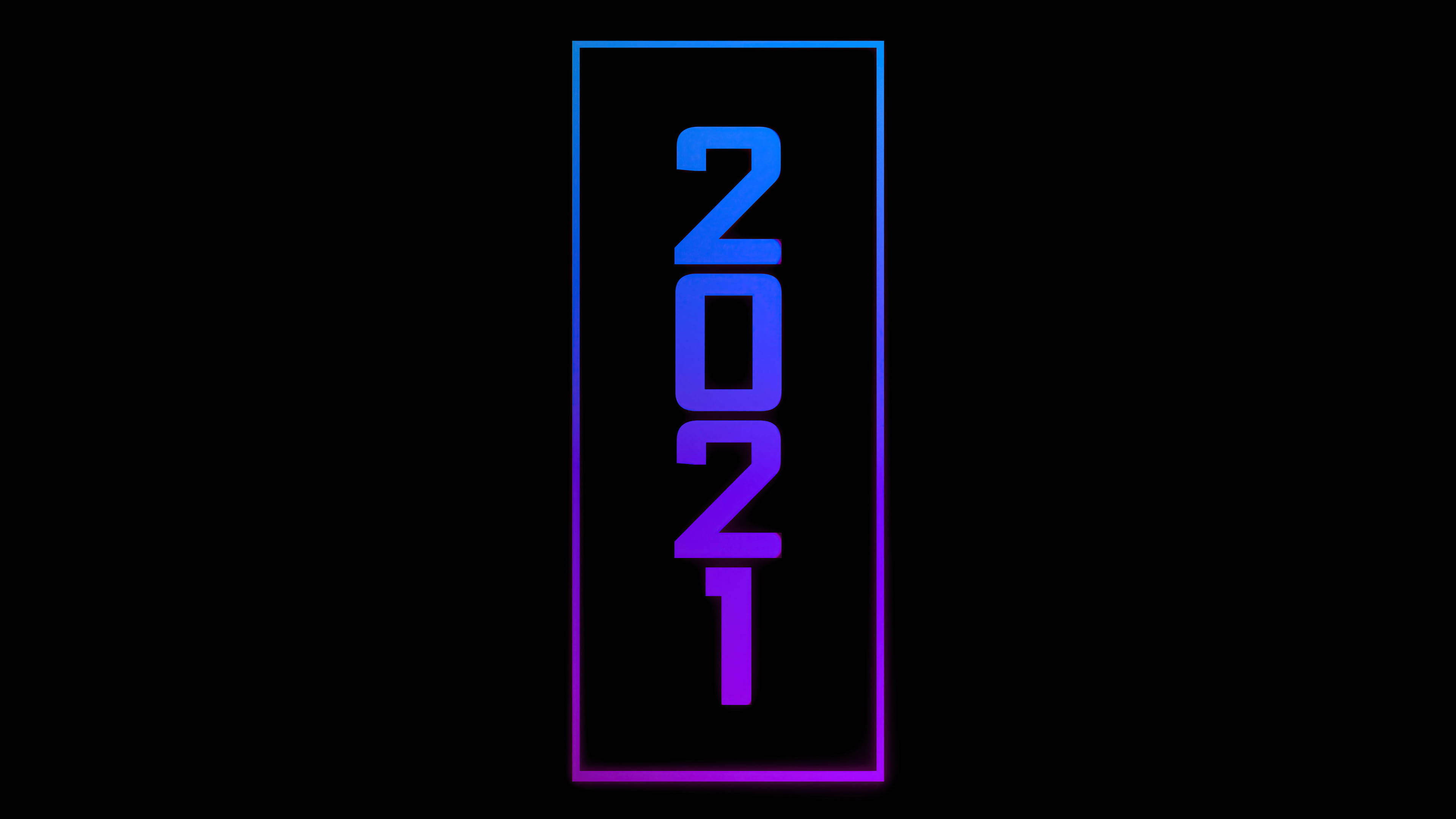 Happy New Year 2021, vibrant blue, purple neon, 4K Desktop Wallpaper