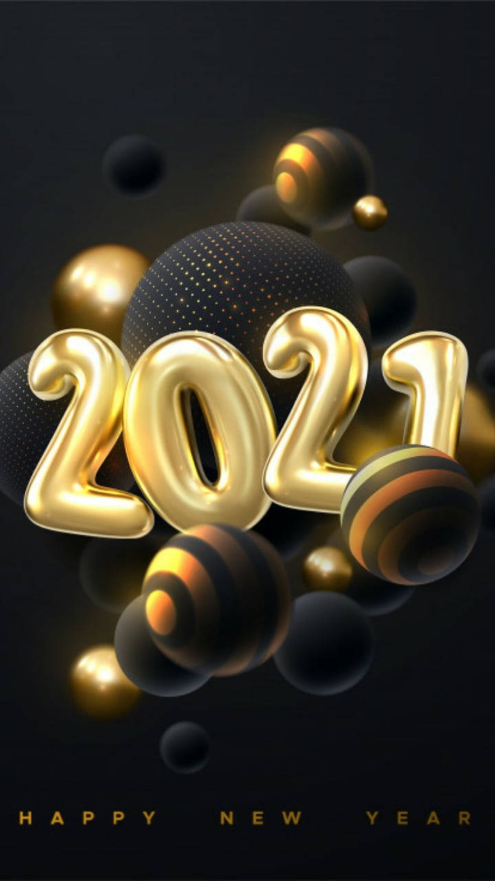 gold foil, Happy New Year 2021, 3D 2021 numerals, HD Phone Wallpaper