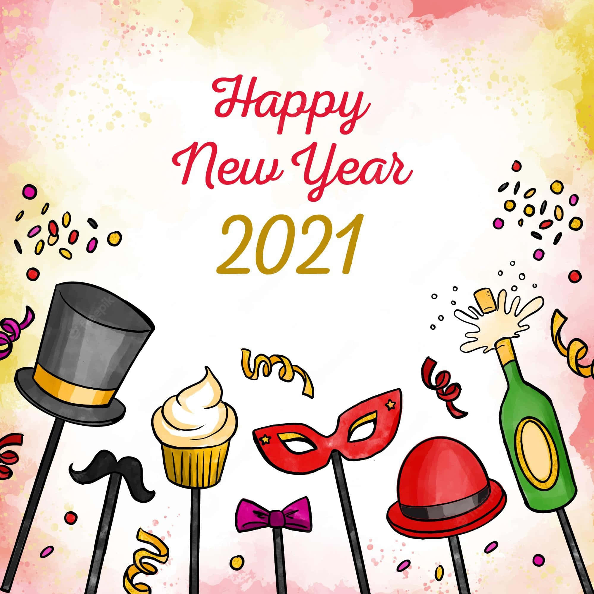 2021, Happy New Year, fireworks display, Full HD Desktop Wallpaper